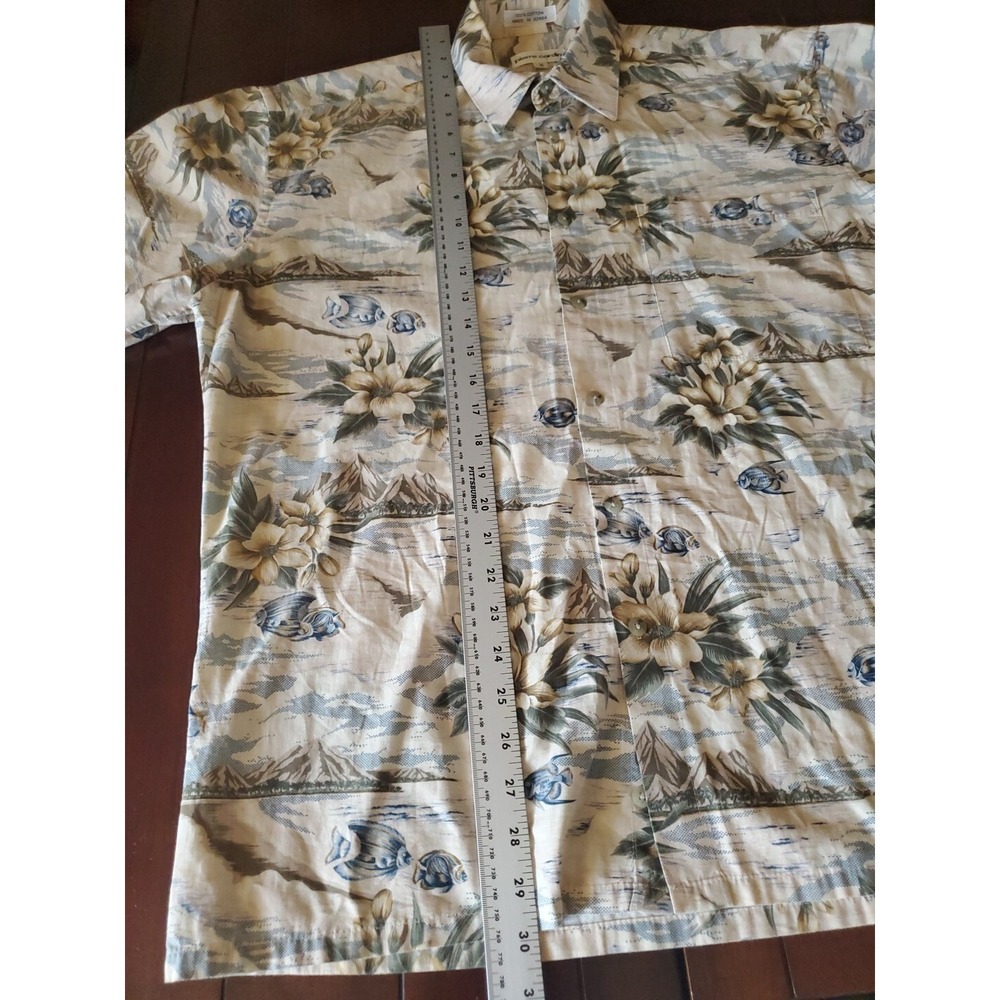 Pierre Cardin Vintage Mens M Hawaiian Short Sleeve Cotton Button Shirt - Picture 5 of 7